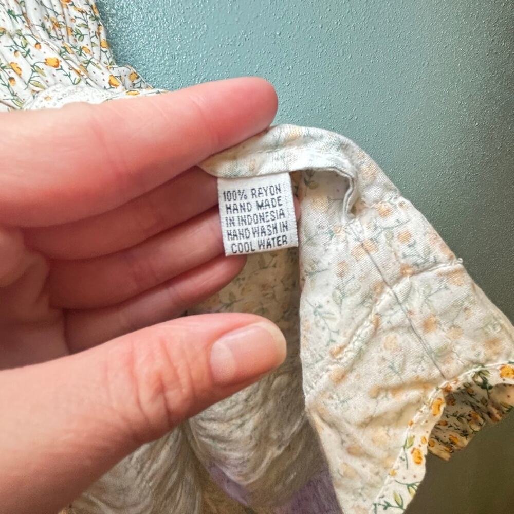 Women's Sokoe Collective White Yellow Floral Ruffle Cottagecore Prairie Dress M - Picture 8 of 11